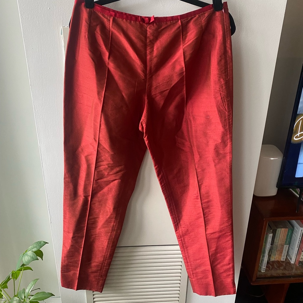 Vintage Red Straight Leg Tailored Pants